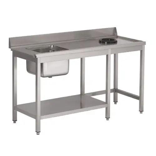 Alleen Vandaag Gastro-M RVS Spoeltafel met Afvalgat en 1 Spoelbak Links B100xD70H85cm