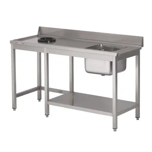 Gastro-M RVS Spoeltafel met Afvalgat en 1 Spoelbak Rechts B100xD70xH85cm Speciale Aanbieding