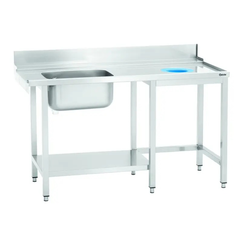 Favoriet Aanvoertafel KTS5000 | 1 spoelbank links | Onderschap en achteropstand | 1500x730x900(h)mm