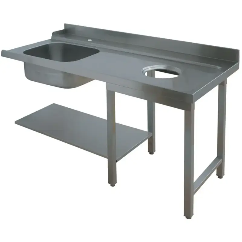 Populair Aanvoertafel (Rechts) | RVS | 1 Spoelbak (Links) + Afvalgat | Bodemschap | Achteropstand | 1200x700x850(h)mm