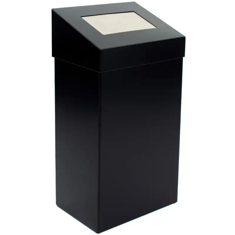 Veilige Betaling Afvalbak | Aluminium | Zwart | 18L | Duwdeksel | Incl. Wandbevestiging | 277x170x500(h)mm