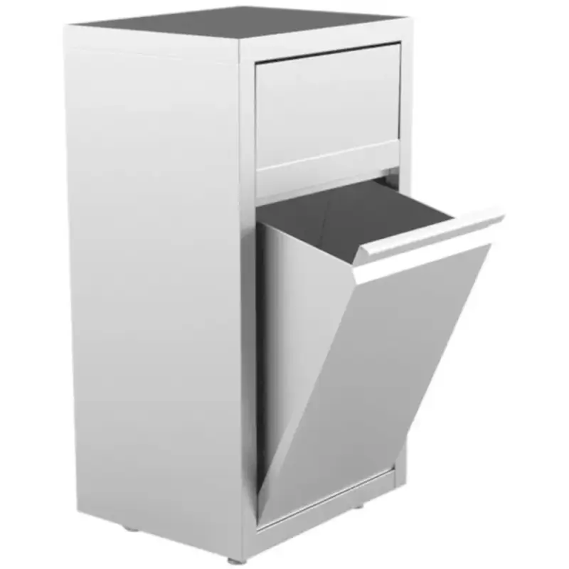 Bestseller Afvalbak | RVS (Geborsteld) | 50L | Duwdeksel + Kanteldeur | 500x400x940(h)mm