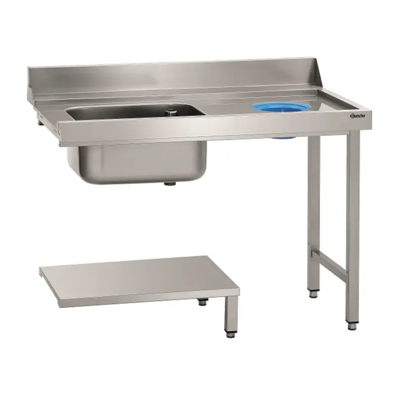 Aanvoertafel DS-R1 BAS | Spoelbank links met bodemschap + achteropstand | 1200x720x850(h)mm Tijdelijk Beschikbaar