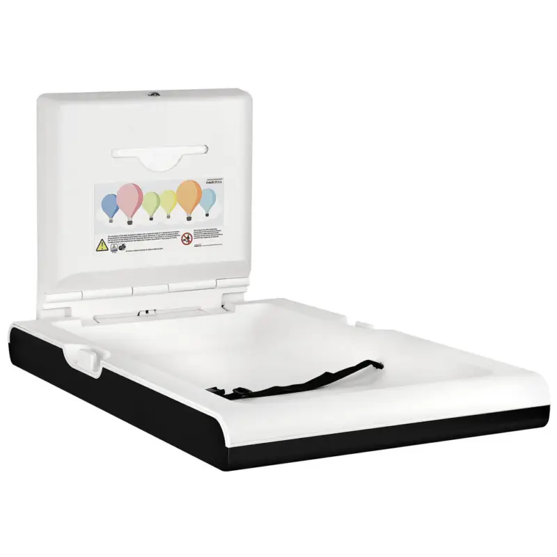 Babyverschoontafel | mediclinics | ZWART | Opklapbaar (Verticaal) | Antibacterieel | Conform NEN-EN | 550x100/890x480(h)mm Nu Kopen