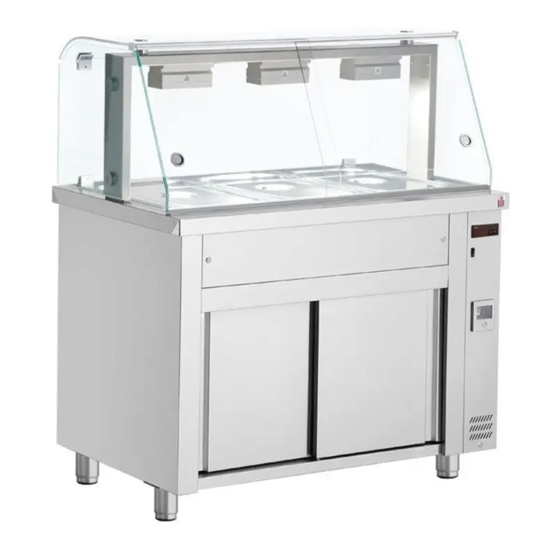 Bain-Marie | Elektrisch | Neutrale Onderkast | Ingebouwde Wateraansluitingen | 3x 1/1 GN | 2.4kW | 1105x700x1315-1375(h)mm Dagaanbieding