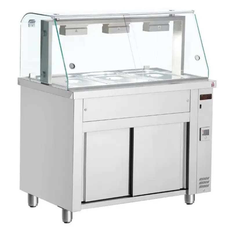 Betrouwbaar Bain-Marie | Elektrisch | Neutrale Onderkast | Ingebouwde Wateraansluitingen | 4x 1/1 GN | 2.5kW | 1410x700x1315-1375(h)mm