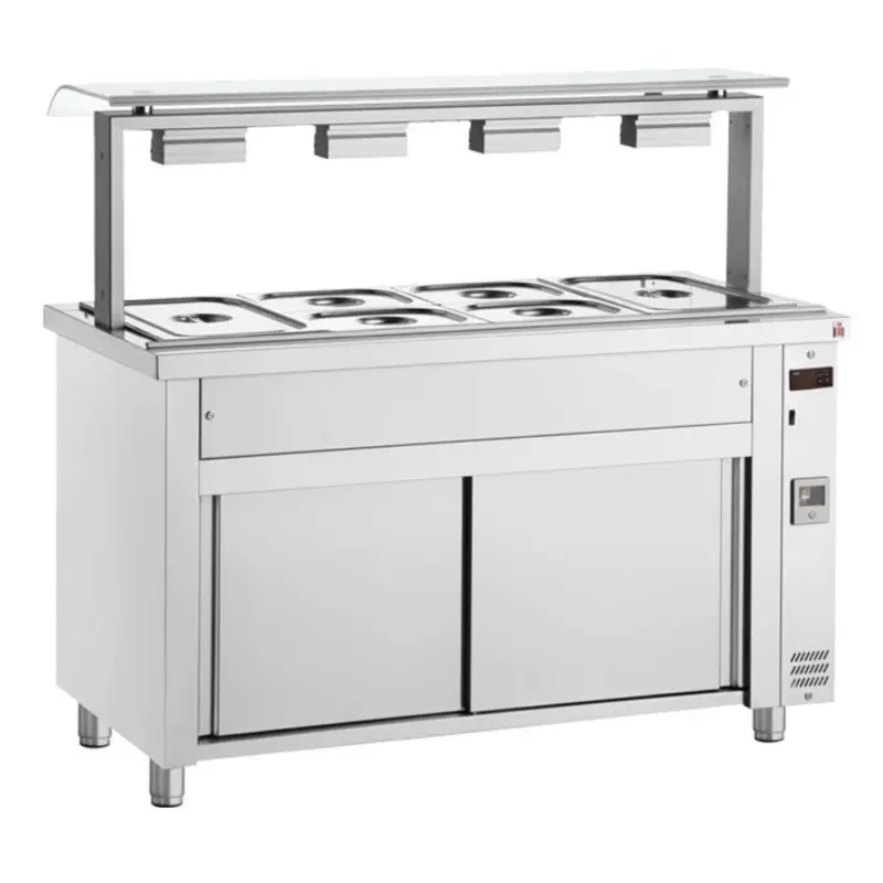 Bain-Marie | Elektrisch | Neutrale Onderkast | Ingebouwde Wateraansluitingen | 5x 1/1 GN | 3.2kW | 1795x700x1315-1375(h)mm Beperkt Aanbod