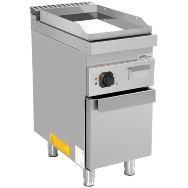 Bak-/Grillplaat | 700 SERIE | Elektrisch | Glad Oppervlak 380x565 (Verchroomd) | 100°C/300°C | 4.5kW (400V) | Gesloten Onderkast | 400x700x850/900(h)mm Laatste Versie