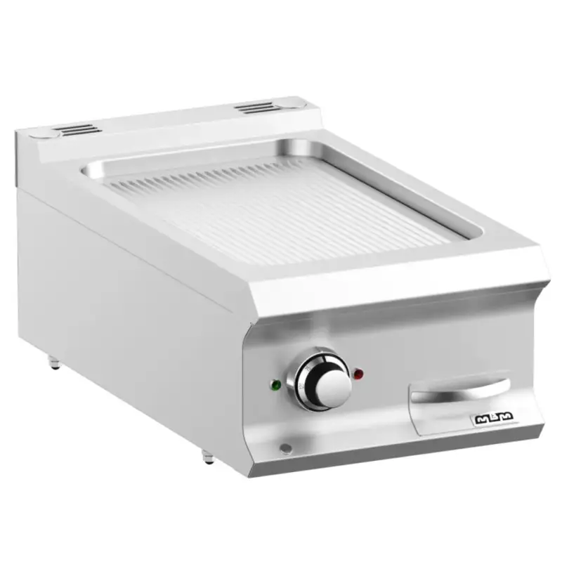 Bak-/Grillplaat | DOMINA PRO 700 | Elektrisch | Gegroefd Oppervlak 330x540 (RVS) | 5kW (400V) | 400x730x250(h)mm Direct Beschikbaar