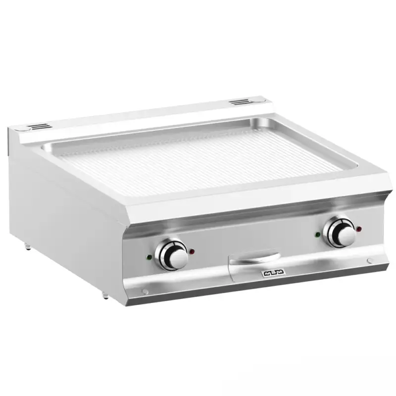 Bak-/Grillplaat | DOMINA PRO 700 | Elektrisch | Gegroefd Oppervlak 630x540 (RVS) | 10kW (400V) | 700x730x250(h)mm Uitverkoop
