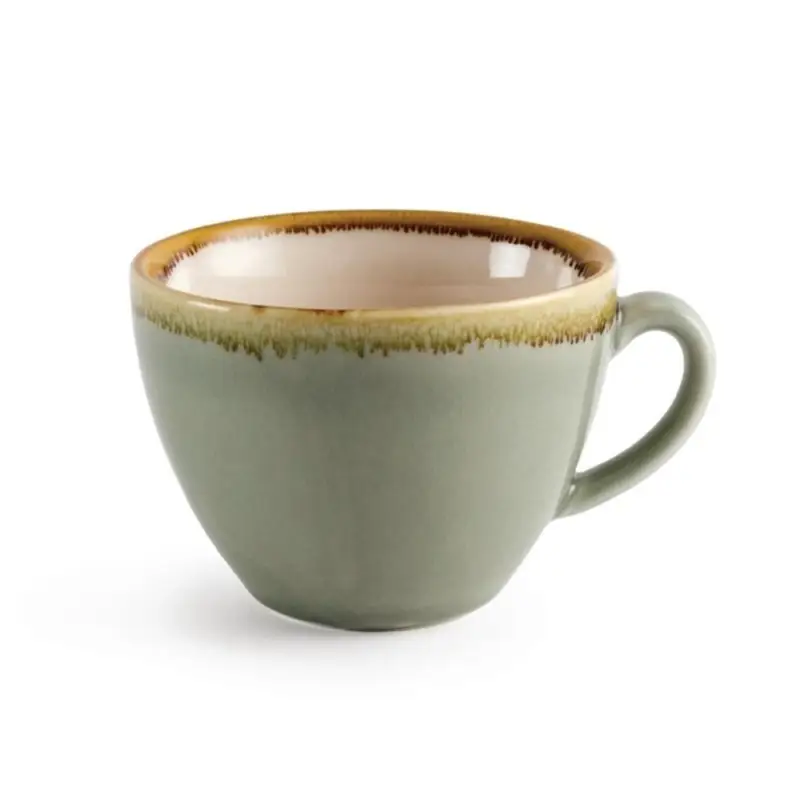 Cappuccinokopjes | KILN | Porselein | Mosgroen | 23cl | 6 Stuks | Ø40x68(h)mm Lage Kosten