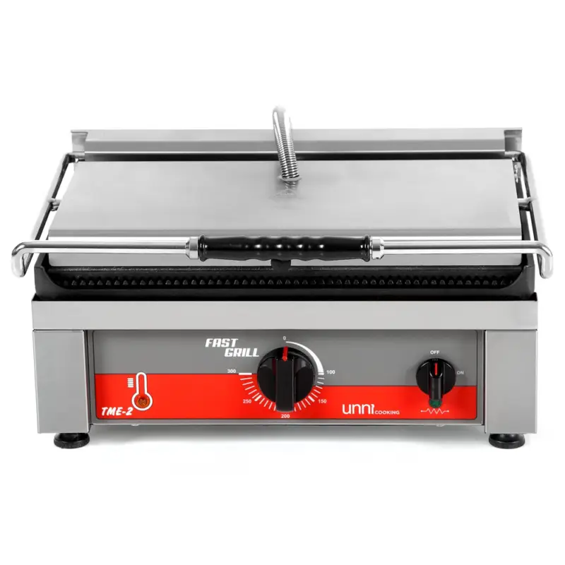 Contact-/Paninigrill | FAST GRILL | Enkel XL | Gegroefd Oppervlak 460x300 (Gietijzer) | 50°C/300°C | 3kW (230V) | 510x500x300(h)mm Gecertificeerd