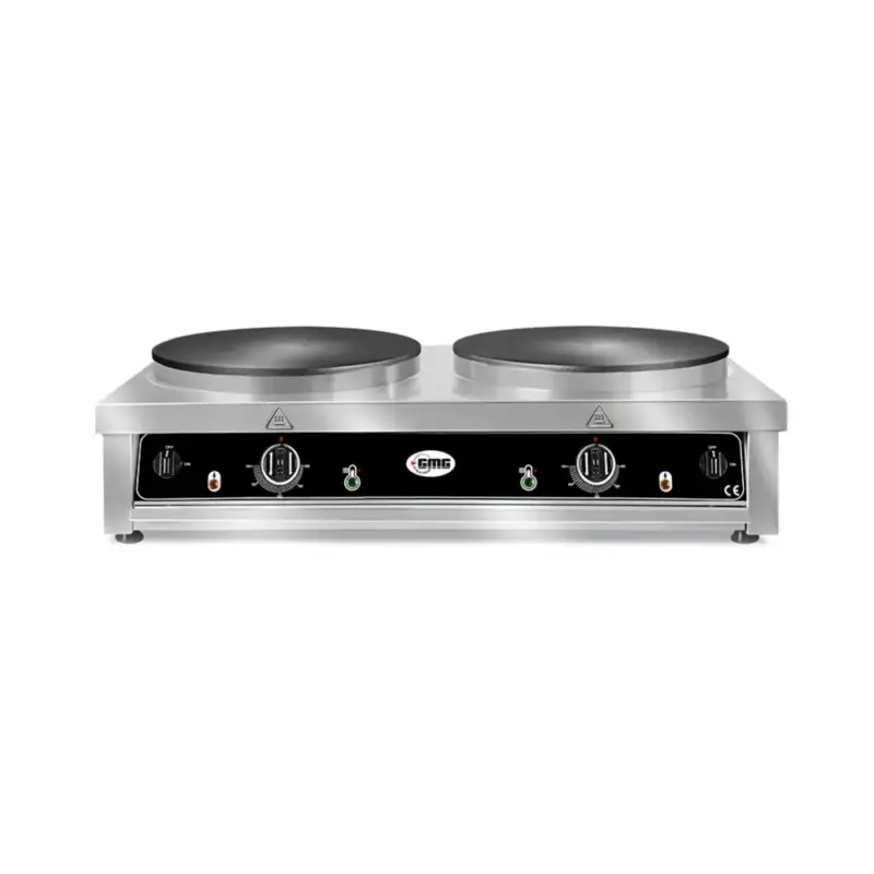Crepes Bakplaat | OUTLETMODEL | 2 platen 2x Ø40cm | 2kW | 900x520x240(h)mm Lage Prijs