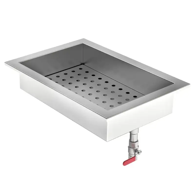 Finale Uitverkoop Crushed Ice Bak | RVS | Inbouw (Recht) | 1x 1/1 GN | Open | Afvoeraansluiting | 402x590x170(h)mm