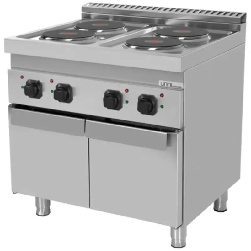 Fornuis | 700 SERIE | Elektrisch | 4 Kookpunten (Ø220) | 10.4kW (400V) | 2 Neutrale Vakken | 800x700x850(h)mm Gereduceerde Prijs