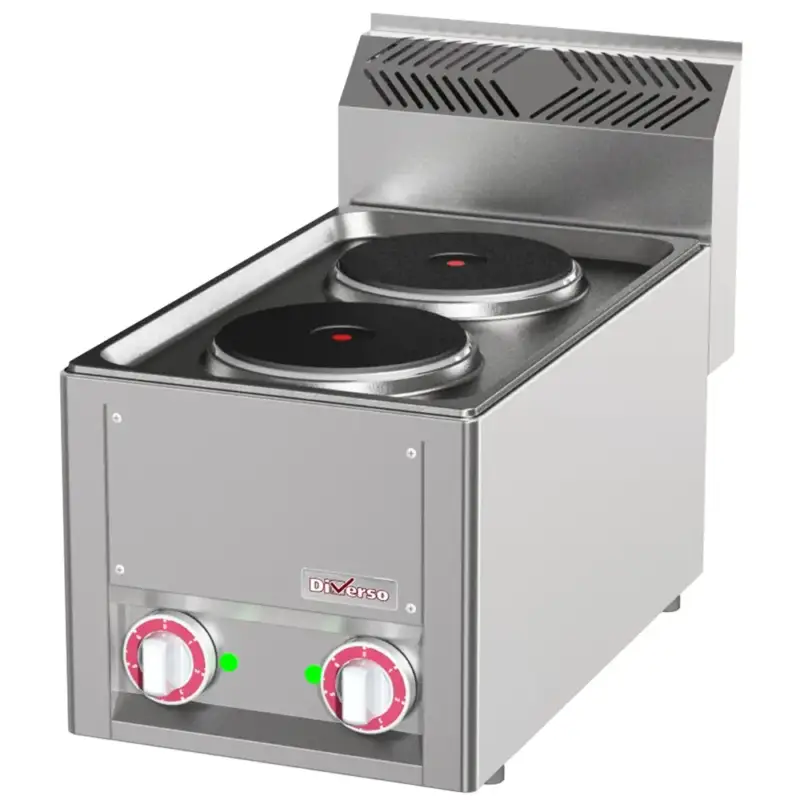 Direct Verzonden Fornuis | COOKING LINE 600 | Elektrisch | 2 Kookpunten (Ø180) | 4kW (400V) | 330x600x290/435(h)mm