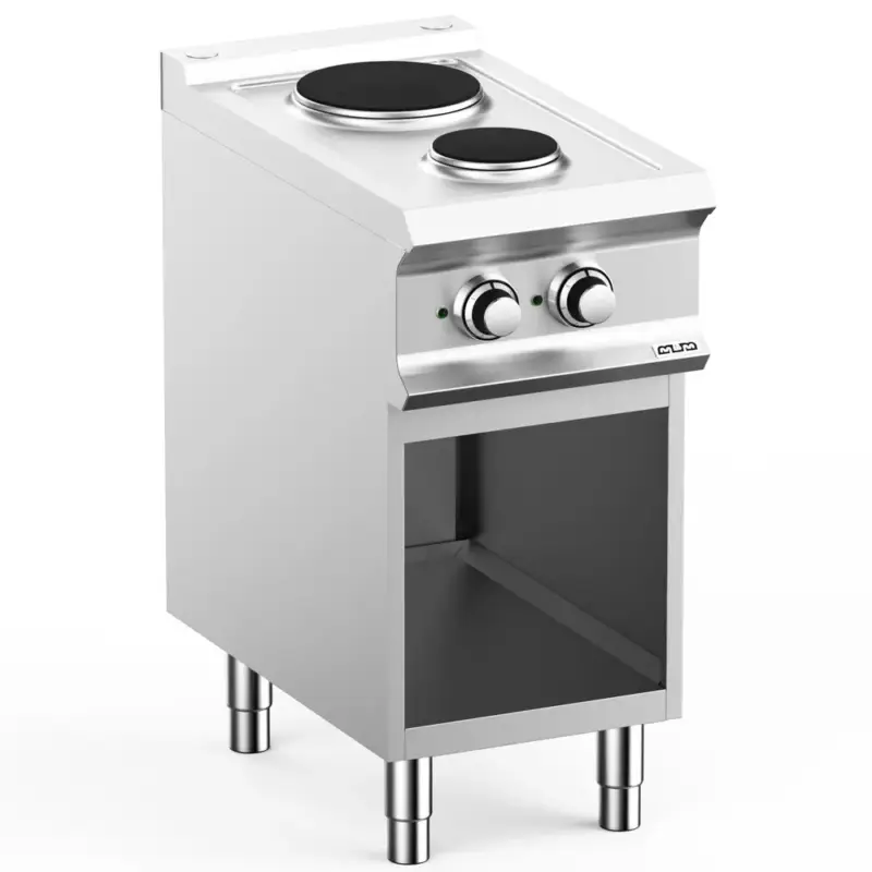 Superprijs Fornuis | DOMINA PRO 700 | Elektrisch | 2 Kookpunten (Ø145/200) | 4.1kW (400V) | Open Onderkast | 400x730x850(h)mm