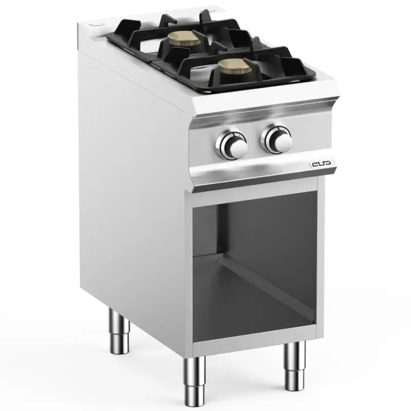 Fornuis | DOMINA PRO 700 | Gas | 2 Branders (2x 7kW) | Waakvlam | Open Onderkast | 400x730x850(h)mm Beperkt Aanbod