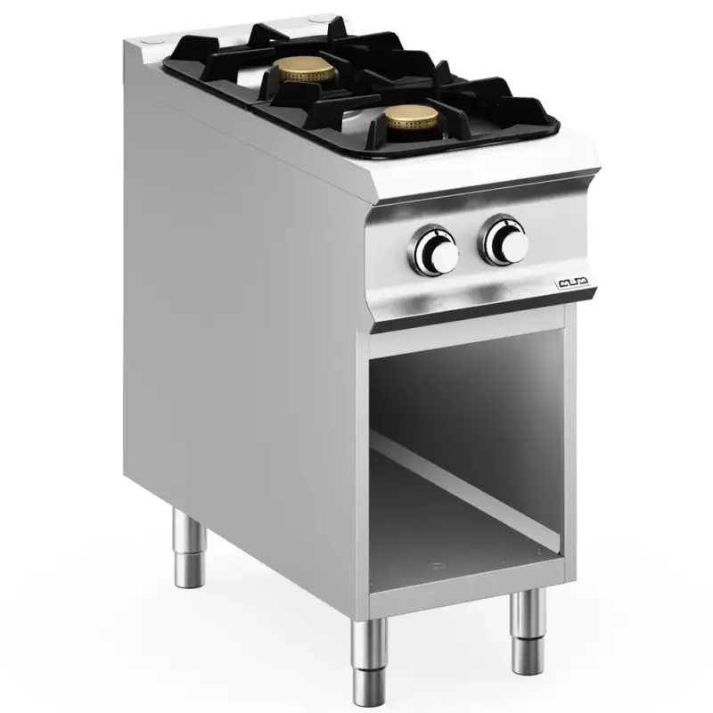 Laatste Kans Fornuis | DOMINA PRO 900 | Gas | 2 Branders (7+11kW) | Waakvlam | Open Onderkast | 400x900x850(h)mm