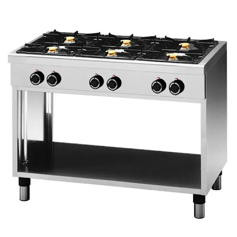 Beperkte Voorraad Fornuis | Gas | 6 Branders (3x 5kW + 3x 3.6kW) | Open Onderkast | 1100x650x850(h)mm