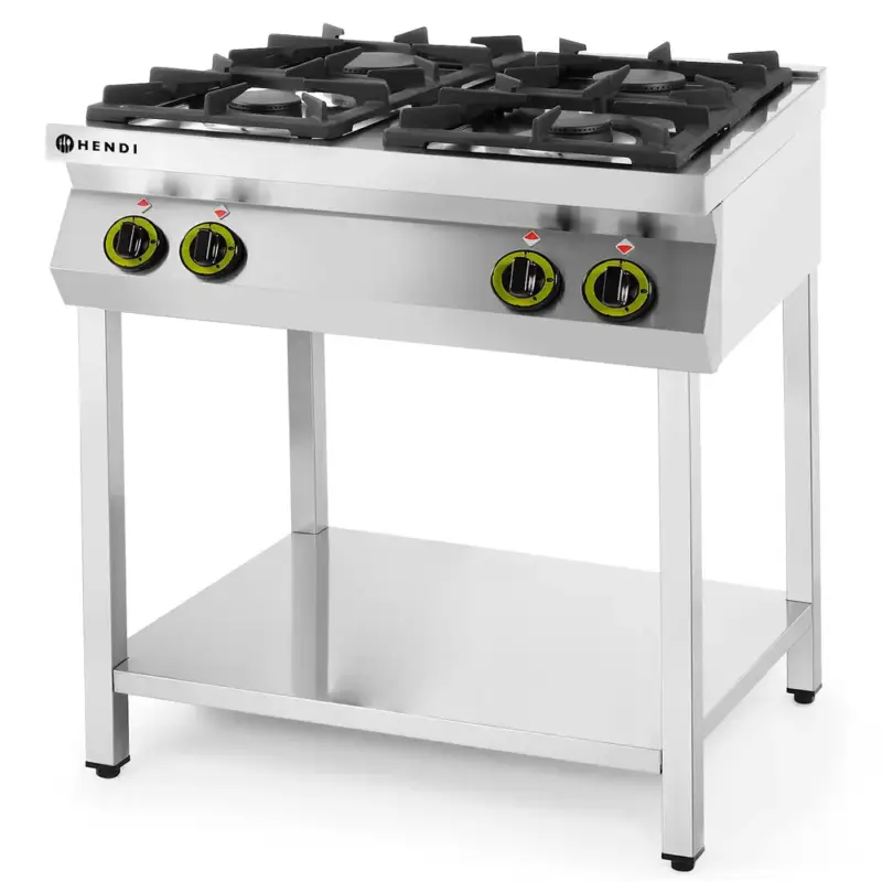 Fornuis | KitchenLine | Gas | 4 Branders (2x 3.5kW + 2x 6kW) | Open Onderstel | 800x700x900(h)mm Beperkt Aanbod