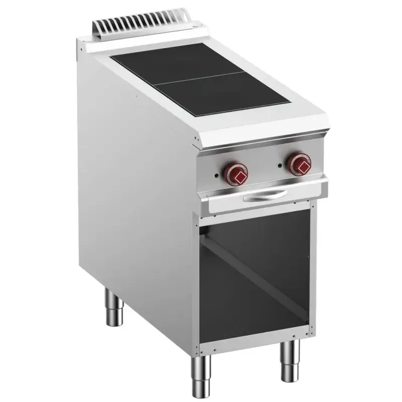 Veilige Betaling Fornuis | OPTIMA 900 | Elektrisch | 2 Kookpunten (300x300) | 5kW (400V) | Open Onderkast | 400x900x850/925(h)mm