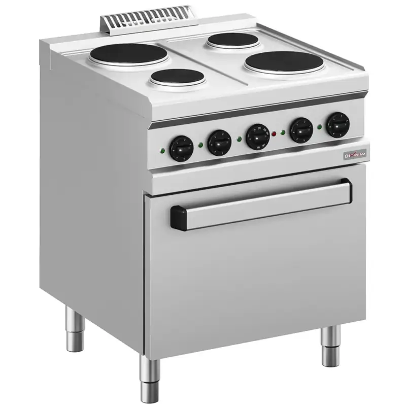 Seizoensaanbieding Fornuis + Oven | Elektrisch | 4 Kookpunten (Ø145/220) + 2/1 GN Oven/Grill | 13.5kW | 700x700x850(h)mm