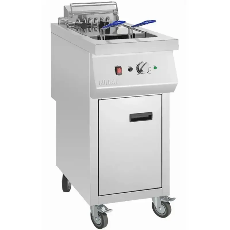 Friteuse | Elektrisch | 20L | 60°C/190°C | 12kW (400V) | Aftapkraan | Wielen (Geremd) | 394x750x1014(h)mm Op = Op