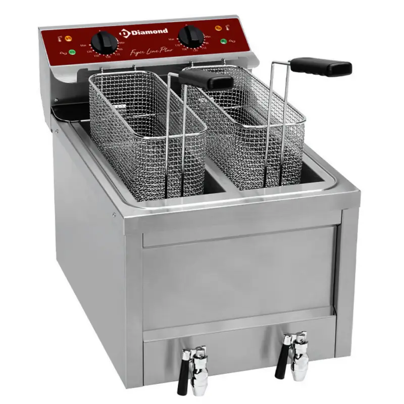 Shop Nu Friteuse | Elektrisch | 8+8L | 0°C/190°C | 9kW (400V) | Aftapkranen | 400x600x445(h)mm