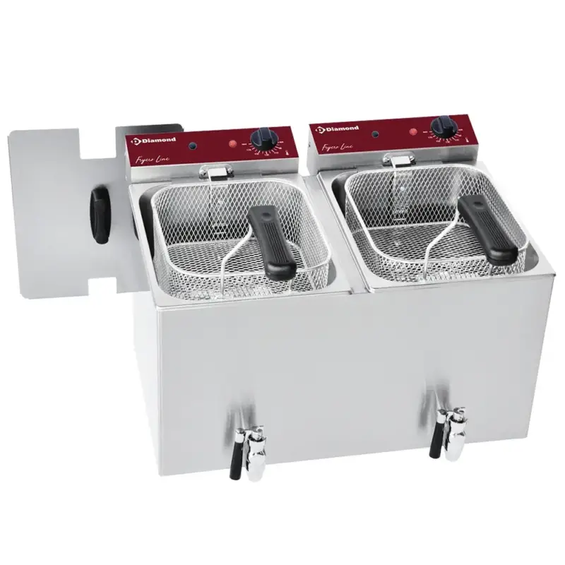 Friteuse | FRYERS LINE | Elektrisch | 8+8L | 0°C/190°C | 6kW (2x 230V) | Aftapkranen | 545x445x350(h)mm Direct Verzonden