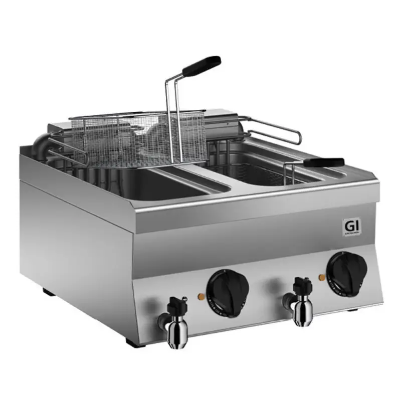 Friteuse | HP 650 | Elektrisch | 10+10L | 100°C/180°C | 12kW (400V) | Aftapkranen | 600x650x295(h)mm Gereduceerde Prijs