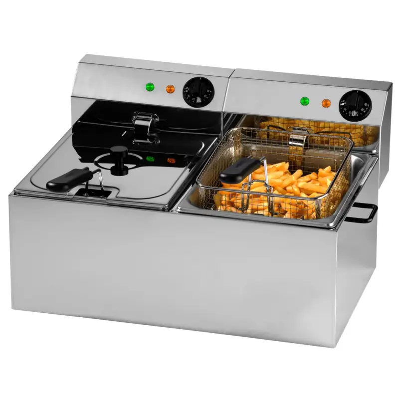 Superprijs Friteuse | PROFRI | Elektrisch | 6+6L | 70°C/180°C | 6.5kW (2x 230V) | 610x430x310(h)mm