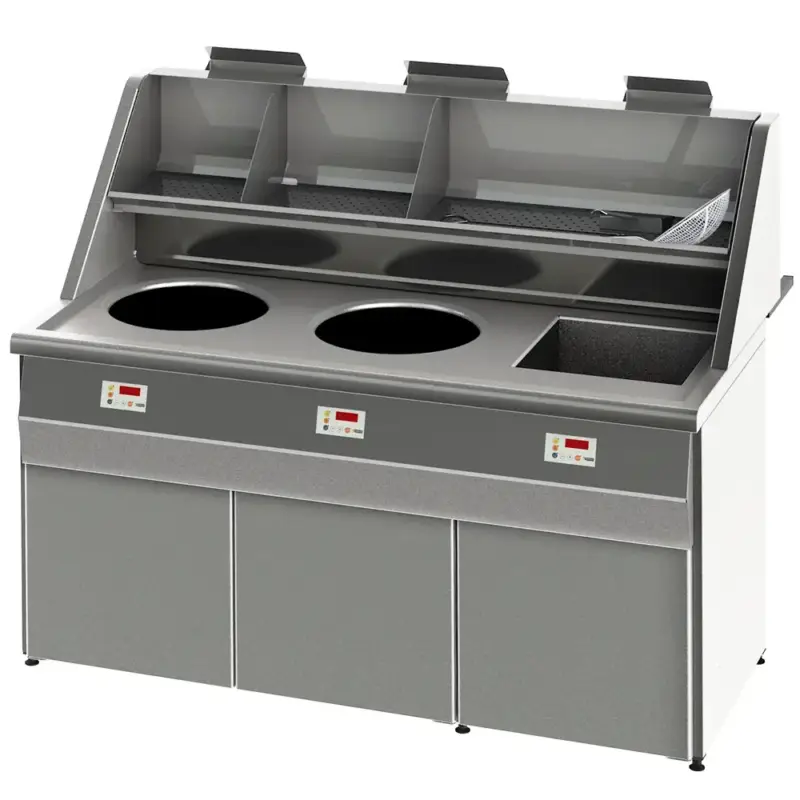Express Levering Friteuse | SANTANA | Propaangas | 13+18+18L | 49kW | Elektrische Ontsteking (230V) | Aftapkranen | 1660x1036x870/1407(h)mm