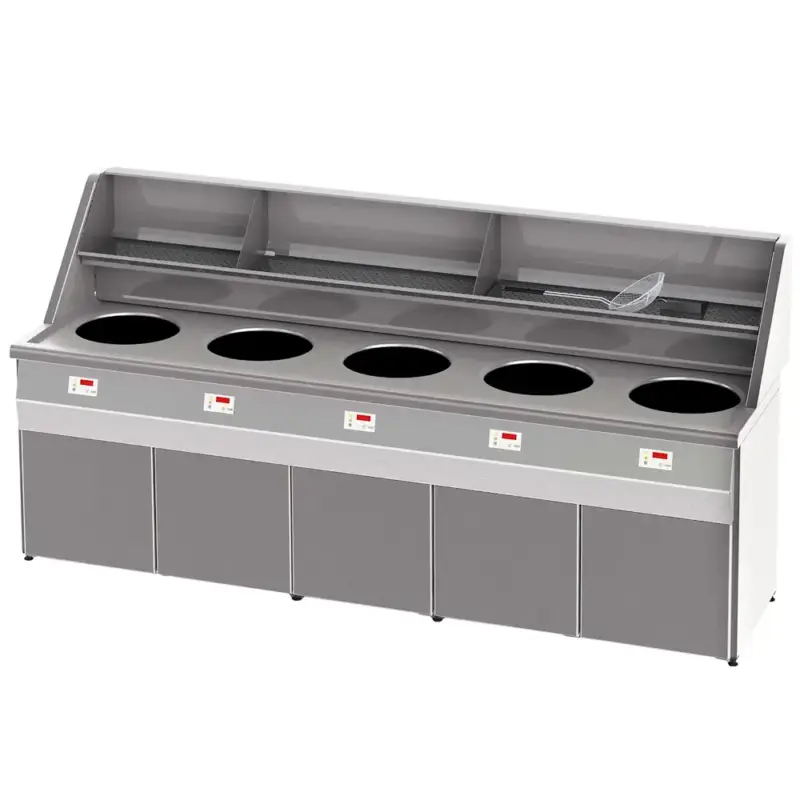 Gecertificeerd Friteuse | SANTANA | Propaangas | 18+18+18+18+18L | 90kW | Elektrische Ontsteking (230V) | Aftapkranen | 2740x1036x870/1407(h)mm