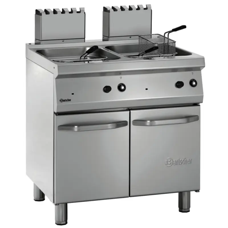 Superprijs Friteuse | SERIE 700 | Gas | 15+15L | 100°C/190°C | 30kW | Piëzo Ontsteking | Aftapkranen | 800x700x850(h)mm