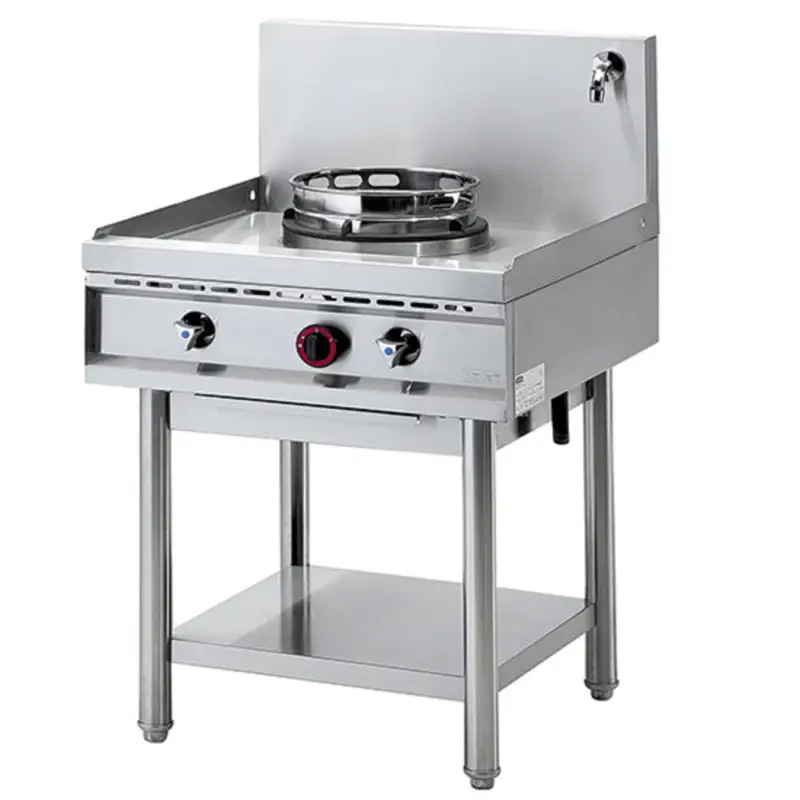 Betrouwbaar Gas Wok | 700 Line Range | Met Watergordijn | 1 Brander | 13kW | 700x700x800/1150(h)mm