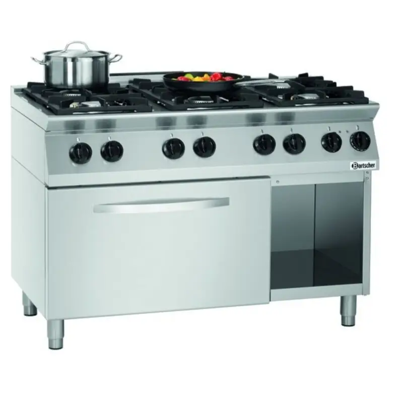 Gasfornuis MFG 7340 | 6 Kookpitten | 3x 3.5kW + 3x 6kW | Elektrische Oven | 2/1 GN | 6kW | 1200x700x910(h)mm Shop Nu