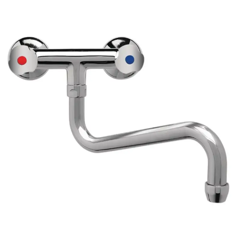 Gastro-Inox High Performance duobloc laag muurmodel 25(Ø)mm mengkraan | Verchroomd koper |200mm | Betrouwbaar