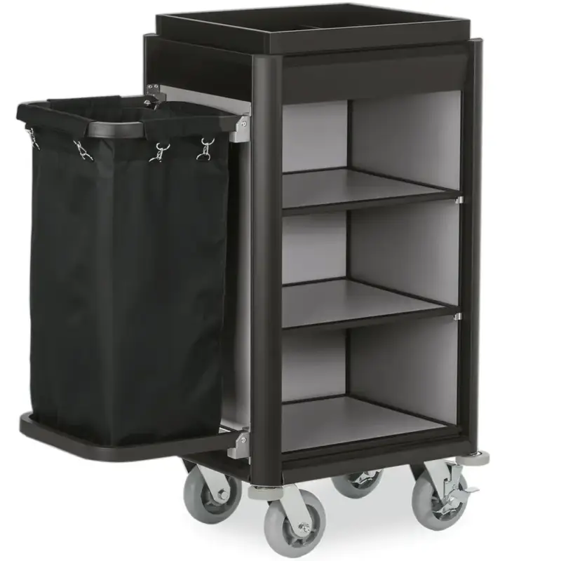 Huishoudwagen | ISABELLA | Aluminium/Hout | 3 Niveaus | Incl. Waszak | Wielen (Geremd) | 950x550x1160(h)mm Nu Kopen