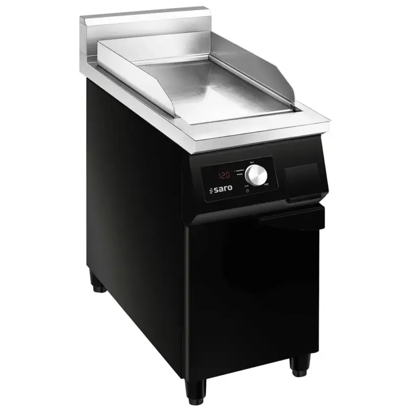 Finale Uitverkoop Inductie Bak-/Grillplaat | MAURICE | Glad Oppervlak 315x455 (RVS) | 80°C/300°C | 5kW (400V) | Gesloten Onderkast | 400x700x850/950(h)mm