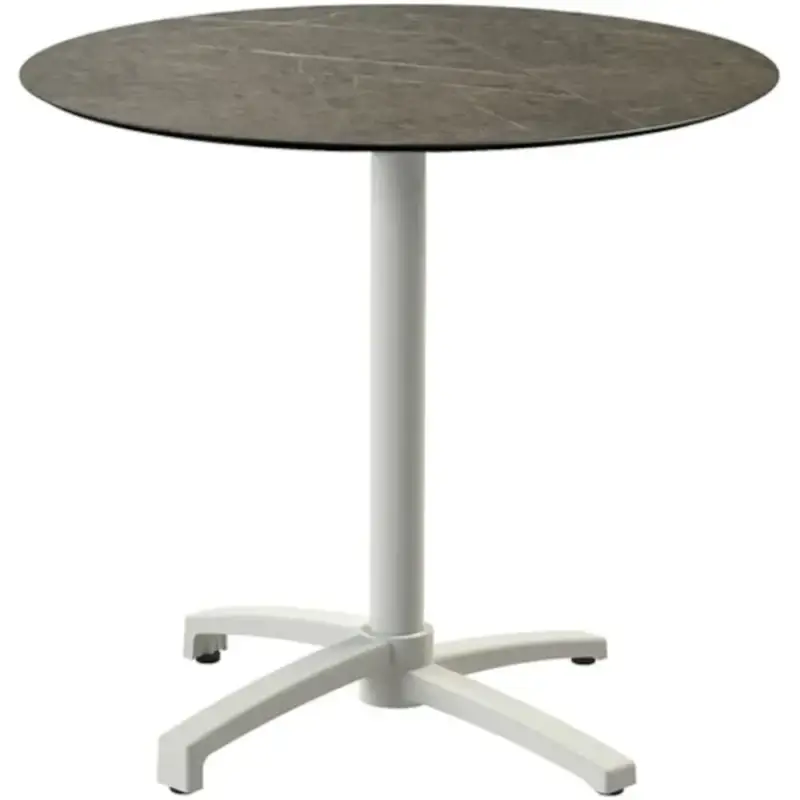 Nieuw Inklapbare Tafel | X CROSS | HPL/Aluminium | Marmerlook Blad | Zankleurig Frame | In-/Outdoor | Ø700x740(h)mm