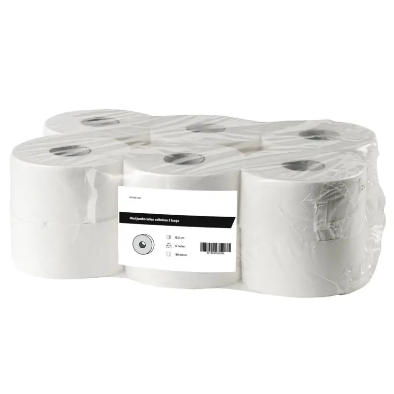 Alleen Vandaag Jumborollen (Mini) | FSC-Cellulose (2-Laags) | Wit | 180m/Rol | 12 Rollen | Ø185mm