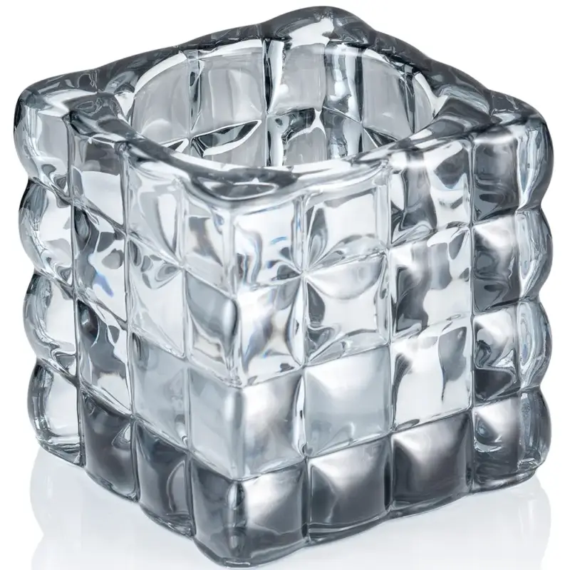 Kaarsenhouder | CUBE SMOKE GREY| Glas | Donkergrijs | 80x80x80(h)mm Gecertificeerd