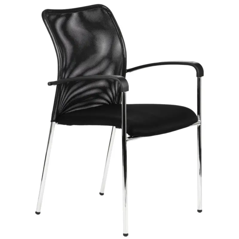 Laatste Versie Kantoorstoel | FLAX | Zwart | Onderstel Verchroomd | Stapelbaar | 550x540x850(h)mm