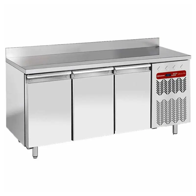 Nieuw Koelwerkbank | Energiezuinig | 405L | 3 Deuren (1/1 GN) | -2°C/+8°C | Geforceerd | 0.36kW | Achteropstand | 1805x700x880/985(h)mm