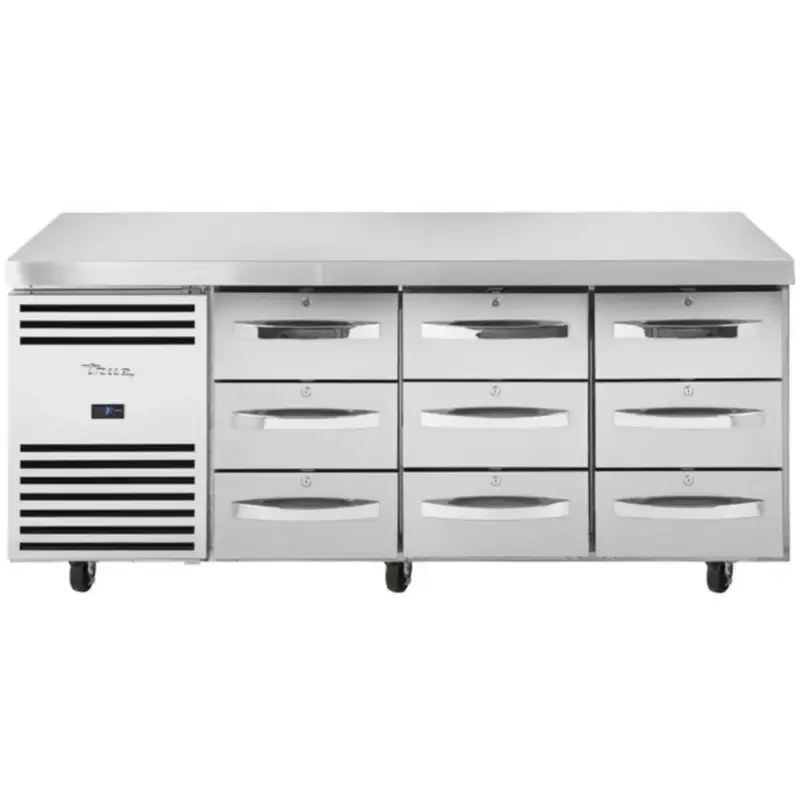 Koelwerkbank | Energiezuinig | 435L | 9 Laden (1/1 GN) | 0°C/+3°C | Geforceerd | Wielen (Geremd) | 1865x700x900(h)mm Goedkoop
