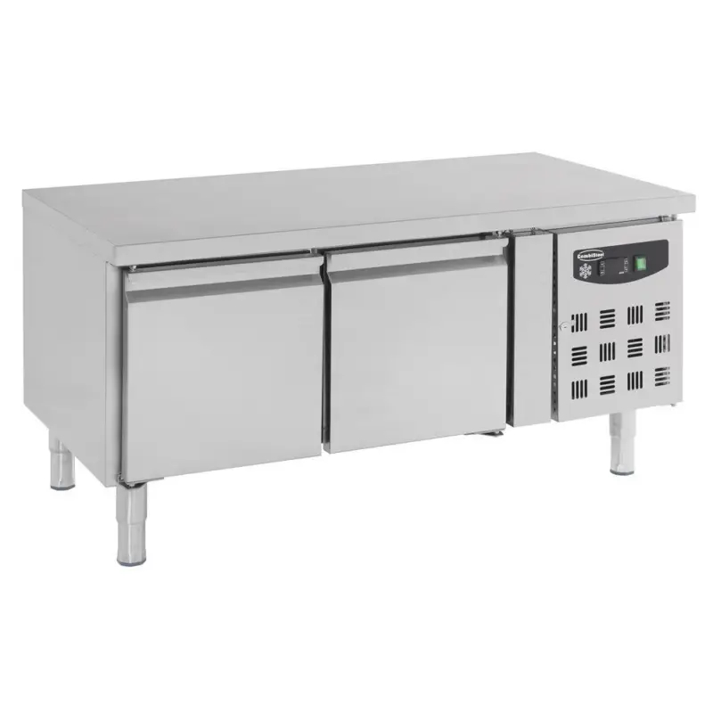 Betaalbaar Koelwerkbank | Laag Model | 157L | 2 Deuren (1/1 GN) | +2°C/+8°C | Geforceerd | 0.34kW | 1360x700x650(h)mm