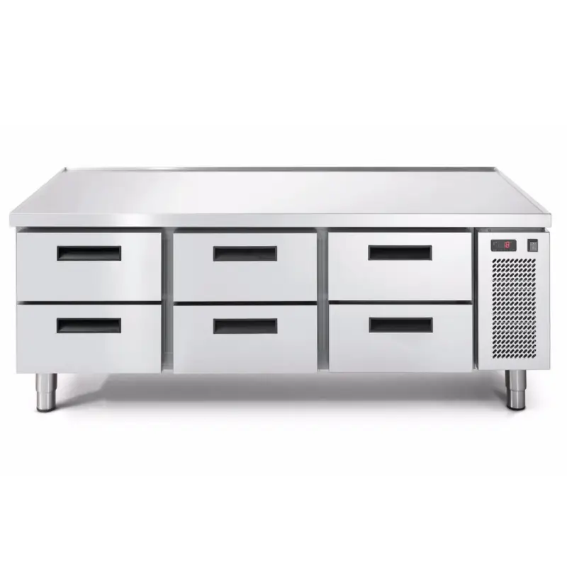 Koelwerkbank | LINEAR | Laag Model | 250L | 6 Laden (1/1 GN) | -2°C/+7°C | Geforceerd | 0.12kW | Verdiept Werkblad | 1600x685x613(h)mm Populair