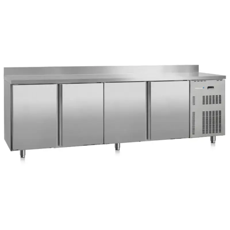 Populair Koelwerkbank | SOFTLINE | 488L | 4 Deuren (2/3 GN) | -2°C/+8°C | Geforceerd | Achteropstand | 2500x600x850(h)mm
