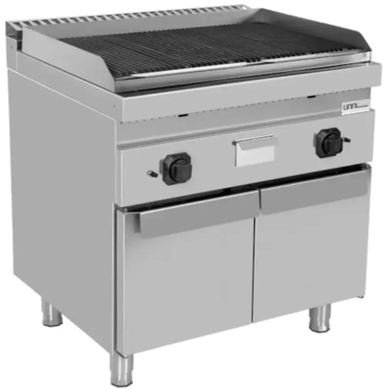 Lavasteengrill | 700 SERIE | Gas | Oppervlak 740x510 (Gietijzer) | 18kW | Piëzo Ontsteking | 2 Neutrale Vakken | 800x700x850/900(h)mm Laatste Versie